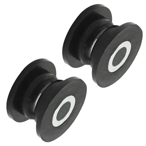Close-up of two bushings from the Eight Piece Absorber Shock Bushing And Bearing Sleeve Kit For Arctic Cat ATVs Including Models 250 300 400