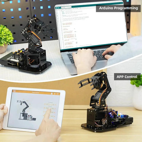 5DOF Arduino Robotic Arm Kit For AI Enabled Education Open Source STEM Engineering Projects And Robotics Learning with laptop control