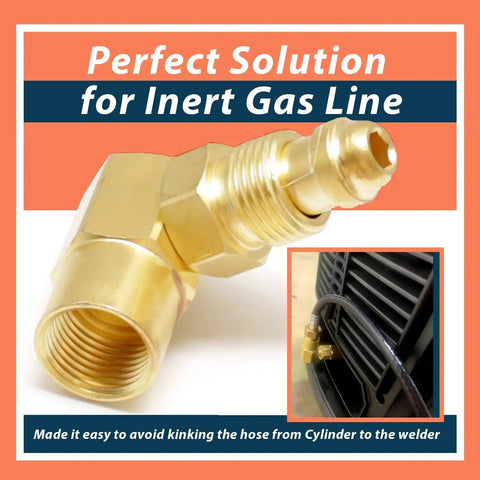 Argon Gas Adaptor For Welder Lines With 90 Degree Elbow Heavy Duty Build For TIG And MIG Machines Compatible With Everlast Welders