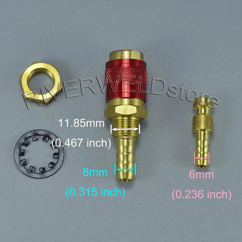 Argon Quick Connect Fittings For TIG Welding Torch QQ300 PTA DB SR WP 17 18 26 Water And Gas Cooling Adapter Kit with dimensions