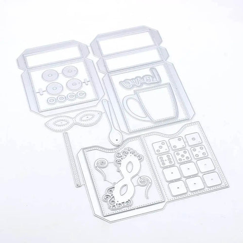 ATC Cards Pocket Folder Metal Cutting Dies Stencil Set For DIY Scrapbooking And Embossing, thin clean cuts on white surface