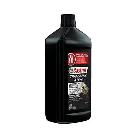 Castrol Transmax ATF+4 bottle, 1 quart, for Chrysler Mopar, supports all automatic transmissions with ATF Plus 4 specifications.