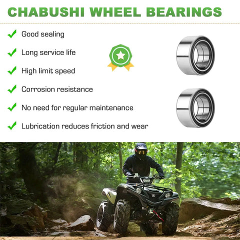 CHABUSHI wheel bearings benefits and ATV riding in forest scene