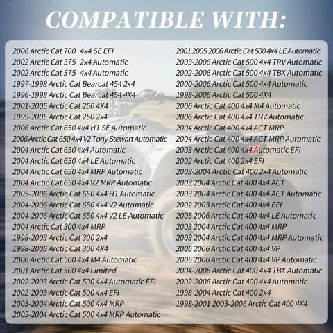 List of ATV models compatible with Shock Absorbing Bushing Bearing Sleeve Kit For ATV Front Suspension 16 Bushings 8 Sleeves