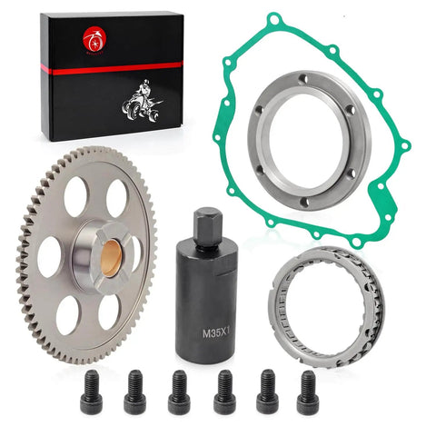 Flywheel Puller And Starter Clutch Kit With Idler Gear One Way Bearing For Grizzly 660 2003-2008 And Rhino 660 YXR660 2004-2007