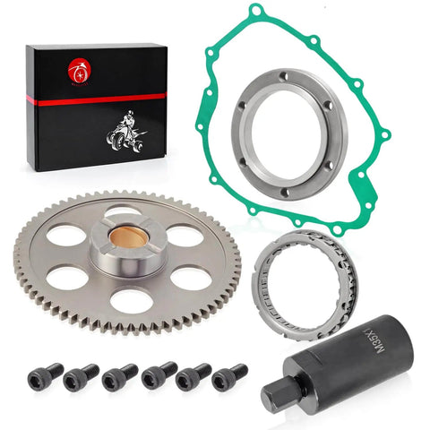 Flywheel Puller And Starter Clutch Kit With Idler Gear One Way Bearing For Grizzly 660 2003-2008 And Rhino 660 YXR660 2004-2007