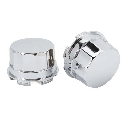 4PCS ATV & Go Kart Wheel Dust Cover for 110, 125, 250 rims, shiny metal protective caps, flat plastic design, side view