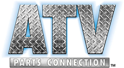 Logo displaying 'ATV Parts Connection' with a diamond plate metallic texture on the letters.