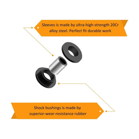 Shock Bushing Kit 16 Pcs And Bearing Sleeve Kit 8 Pcs For Arctic Cat ATV Shock Absorbers showing 20Cr steel and rubber parts