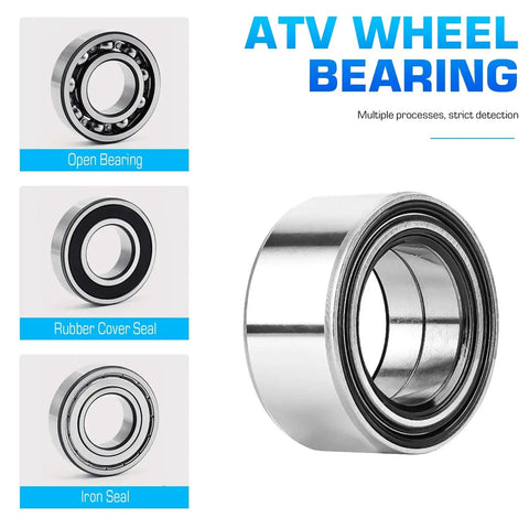 Close-up of ATV wheel bearing with open, rubber cover, and iron seals