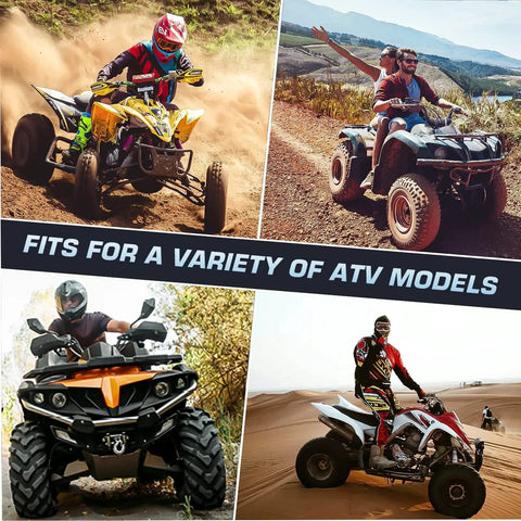 Quad bikes and ATVs on various terrains showcasing suitability of Front Left Or Right ATV Wheel Bearing For Polaris Ace Ranger