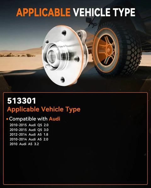 513301 Front Or Rear Wheel Bearing Hub Assembly For Audi A4 A5 A6 Q5 S5 S6 S7 S8 RS5 Allroad with vehicle compatibility