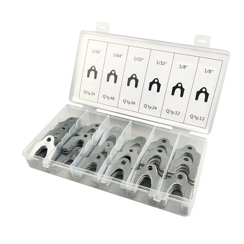 Auto Alignment Shim Set 144 Pieces In Four Sizes 1 64th 1 32nd 1 16th And 1 8th Inch in resealable box, zinc plated for rust resistance