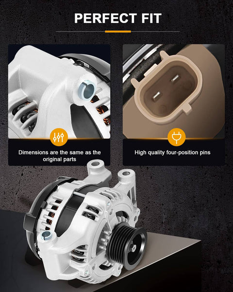 High Output Alternator Replacement For 2005 To 2007 Chrysler 300 2006 To 2007 Dodge Charger And 2005 To 2007 Dodge Magnum Easy Install Durable Auto Part 11113 with four-position pins and original dimensions.
