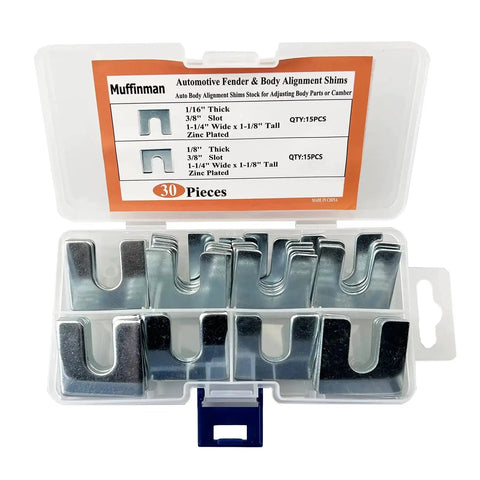 Auto Body Fender Alignment Shims Kit Pro Grade Two Sizes One Sixteenth Inch And One Eighth Inch With Three Eighths Inch Slot