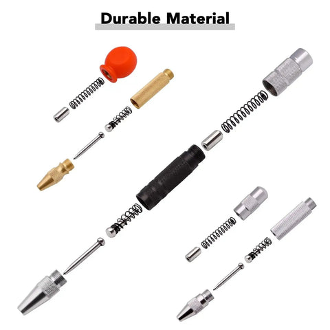 Four Pack 5 Inch and 6 Inch Automatic Center Punch Set With Adjustable Spring Loaded Punches, parts and components displayed