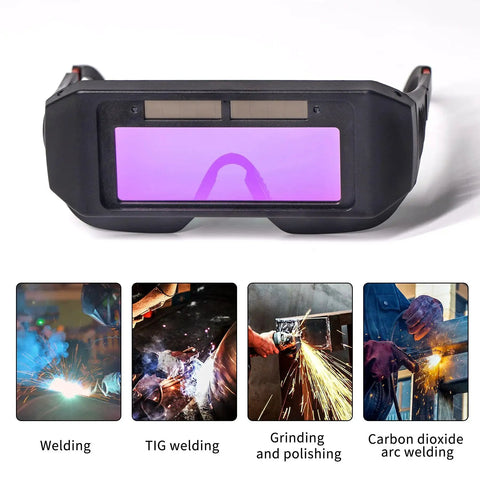 Auto Darkening Welding Glasses Solar Powered Adjustable Shade Two Sensors with examples of welding applications below.