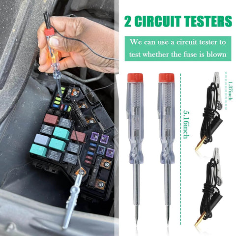 Must Have Complete Car Fuses Assortment Kit With 306 Fuses Including Standard, Mini, And Low Profile Mini Fuses For 2A To 35A, Plus Circuit Tester And Fuse Pullers For Quick Auto Electrical Repairs And Maintenance on car fuse box