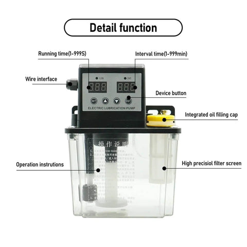 Auto Lubrication Pump System For 1L Or 2L Oil Reservoir, AC 110V Or 220V, Electromagnetic Output, Dual Display, Industrial Use