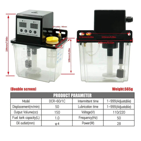 Auto Lubrication Pump System For 1L Or 2L Oil Reservoir, AC 110V Or 220V Operation, Electromagnetic Output 6mm, Gear Pump