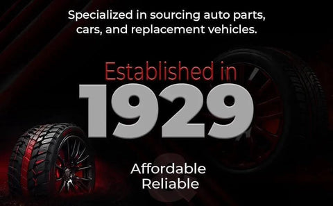 Established in 1929 auto parts sourcing and replacement with tire image