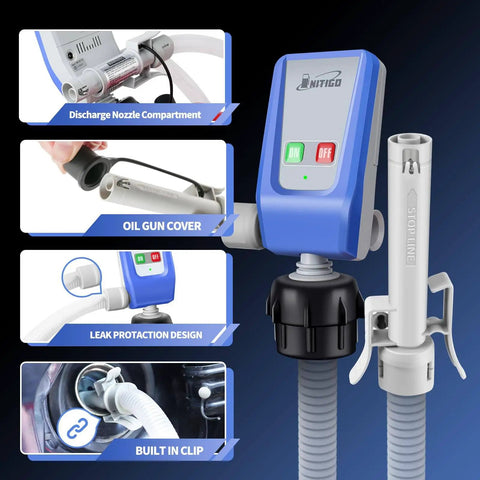 Auto Stop Sensor Fuel Transfer Pump With 51 Inch Hose And Tank Adapter Portable Liquid Pump For Gasoline Diesel Kerosene