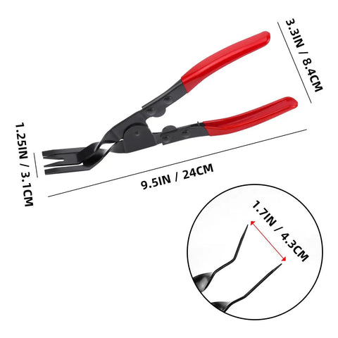 Pro Grade Auto Interior Trim Clip Pliers Remover Tool For Dashboard Door Panels And Push Pins 2 In 1 Panel Clip Removal Pliers With Red Grip Durable Carbon Steel And PPE Construction Built To Last