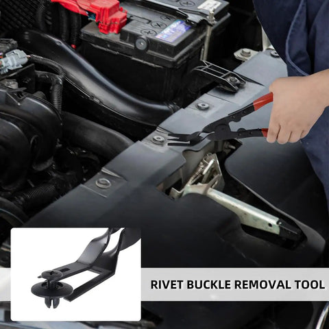 Pro Grade Auto Interior Trim Clip Pliers Remover Tool For Dashboard Door Panels And Push Pins 2 In 1 Panel Clip Removal Pliers With Red Grip Durable Carbon Steel And PPE Construction Built To Last used in car engine area.