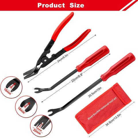 3 Piece Clip Remover Tool Set For Auto Trim And Fastener Removal, Pry Tool Kit For Car Door Panels And Dashboard with sizes