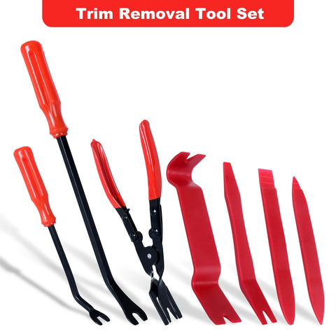 Image of Must Have 7 Piece Auto Trim Removal Tool Set with Plastic Pry Tools and Pliers for Fastener Clip Removal