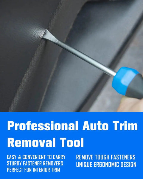 Effortlessly lift tacks and pull nails with a compact U-tip tack lifter in use on upholstery with ergonomic grip and chrome finish.