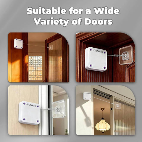 Punch-Free 1000g Automatic Screen Door Closer, Sliding Screen Auto Door Closer with Steel Drawstring for various room types installation