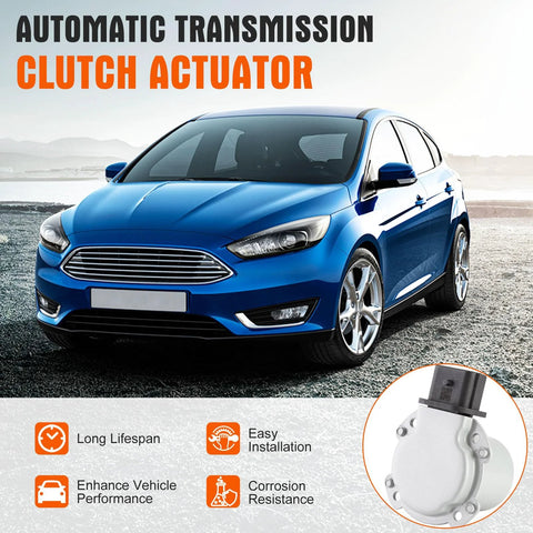 Automatic transmission clutch actuator AE8Z-7C604-A; white actuator inset beside blue car in ad image