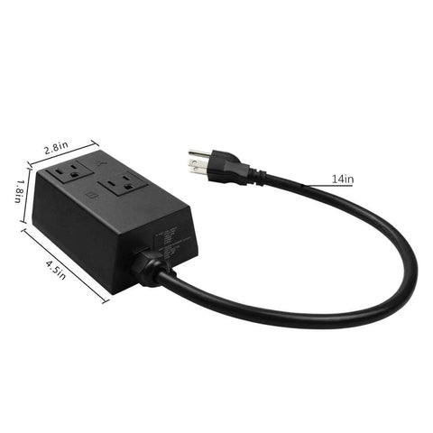 Automatic vacuum switch for power tools, Amazon BISS, black rectangular box with two outlets and a 14in cord.