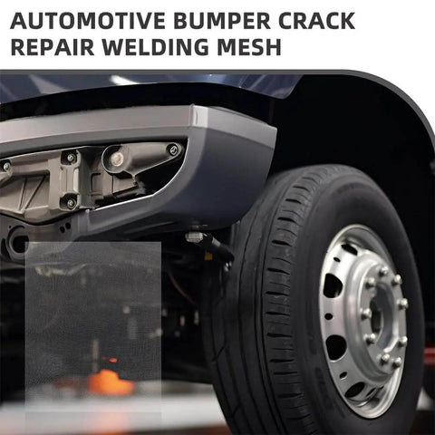 Auto Body Bumper Repair Welding Mesh Patch for Cracks and Holes, Durable Metal Wire Screen 5.90 X 1.96 Inches shown near car