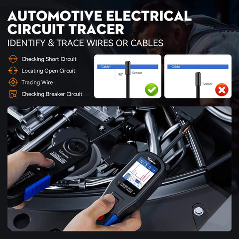 All In One Auto Circuit Tester For 12 And 24 Volt Systems With Wire Tracer Breaker Finder Tool used on vehicle engine