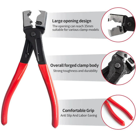 4 Piece Automotive Electrical Disconnect Pliers Set Designed For Car Connectors And Hose Clamps Made From Durable High Carbon Steel With Anti Slip Plastic Coated Handles Provides Safe Quick Disconnect Without Wear showing detailed features.