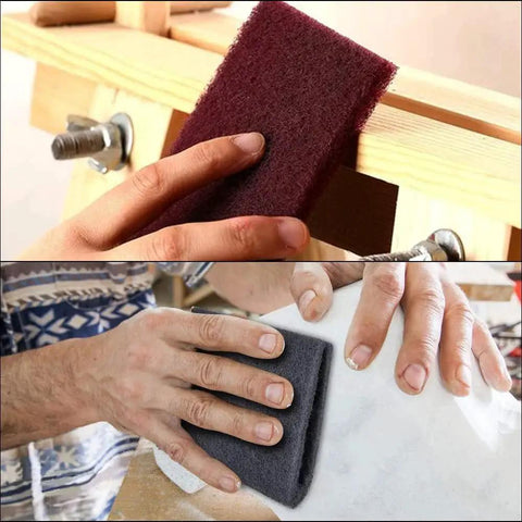 6x9 Automotive Scuff Pads 8 Pack Wet Dry Reusable For Paint Prep And Sanding in use on wood and metal surfaces