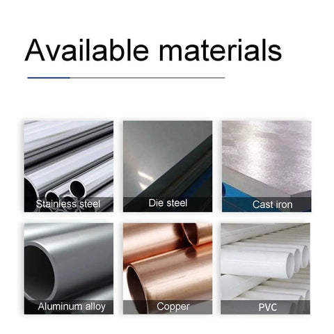Materials compatible with Nine Step Drill Bit: stainless steel, die steel, cast iron, aluminum alloy, copper, PVC.