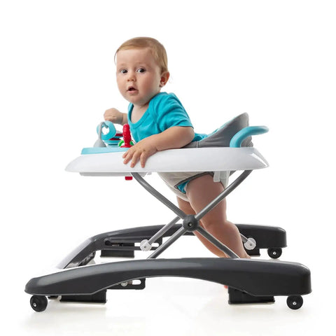 Baby using a walker with Replacement Baby Walker Wheels Set 4 Plastic Stroller Wheel Casters For Baby Trolley And Furniture Front And Back