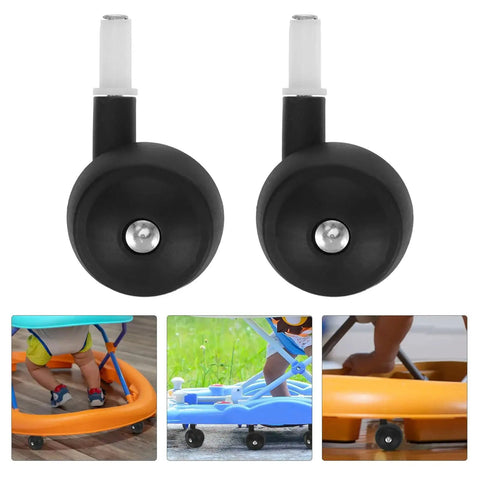 Replacement Baby Walker Wheels Set 4 Plastic Stroller Wheel Casters For Baby Trolley And Furniture Front And Back Fits 0.38 Inch Hole Diameter Tool Free Installation For Quiet Indoor And Outdoor Use