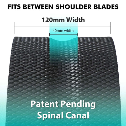 Back Roller Wheel Set For Deep Tissue Massage And Back Stretching, Three Pack Yoga Roller showing 120mm width with spinal canal