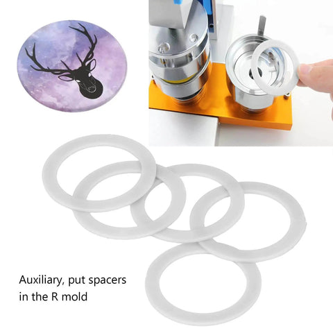 Badge Machine Gasket Set For DIY Badges 32mm 37mm 44mm 58mm R Mold Compatible Pack Of 5 Durable Plastic Auxiliary Gaskets in use