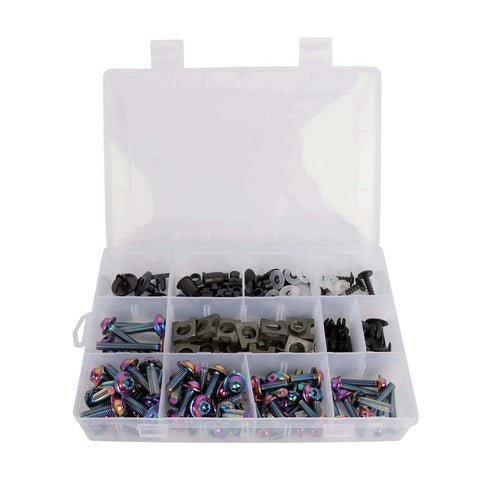 ✝️ BAIONE Fairing Bolt Kit 195PCS in case, stainless steel M5 M6 motorcycle windscreen screws, titanium color, for Yamaha Honda