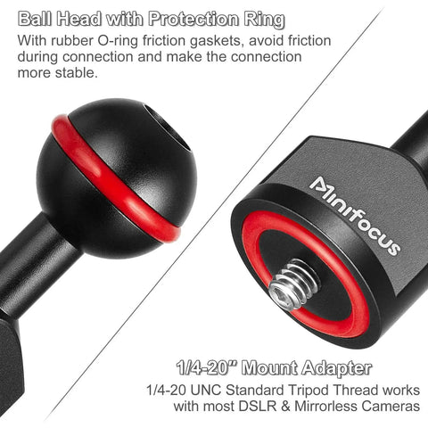 Close-up of Two Pack One Inch Ball Adapter Set for Underwater Photography Mounts with quarter-twenty screw and protective ring