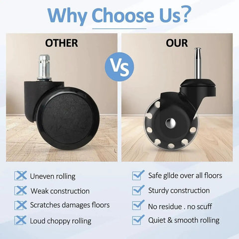 Comparison of 2 Inch Ball Caster Wheels Stem Casters Set Of 4 Heavy Duty 1200 Lb Capacity 360 Degree Swivel vs other brand, showing benefits