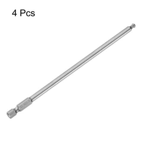 4 Pcs Ball End Hex Screwdriver Bits 4mm H4.0 With 1/4 Inch Hex Shank 150mm Long Magnetic Ball Head Industrial Grade S2 Steel