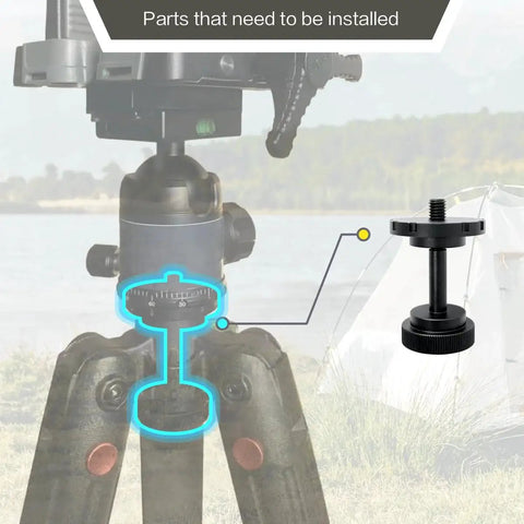 Ball Head Conversion Kit For DeathGrip Tripod with 3/8-16 Adapter, shown with installation parts and tactical performance features.