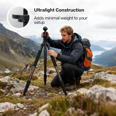 Photographer using Ball Head Conversion Kit With Ball Head Mount And Arca Swiss Saddle Mount Exclusively For The Original Tripod outdoors