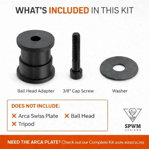 Ball Head Mount Adapter For BOG DeathGrip Tripod With Arca Swiss Plate And Hardware Converts Tripod To Accept Professional Ball Heads